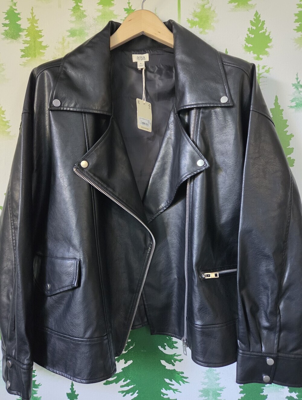 A.n.a Faux Leather Black Moto Jacket - Picture 2 of 8